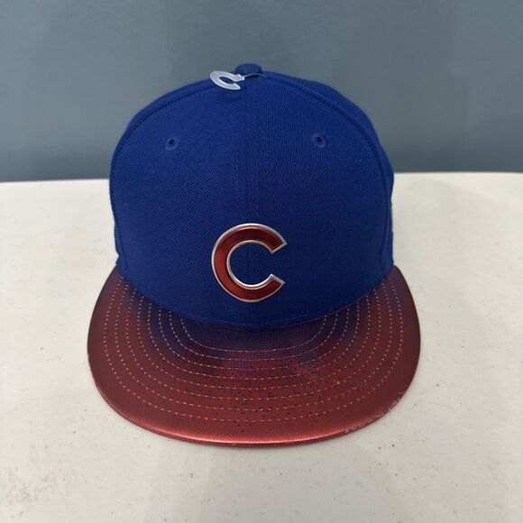 New Era Other - New Era 9Fifty Chicago Cubs Snapback Hat Blue Red 2018 Topps Card Design
